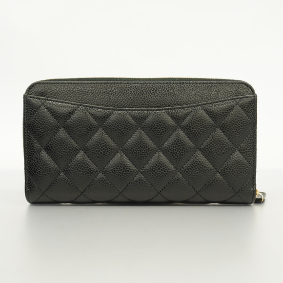 Auth Chanel Matelasse Bi-fold Long Wallet Gold Metal Fittings Women's Caviar ... - Picture 7 of 8